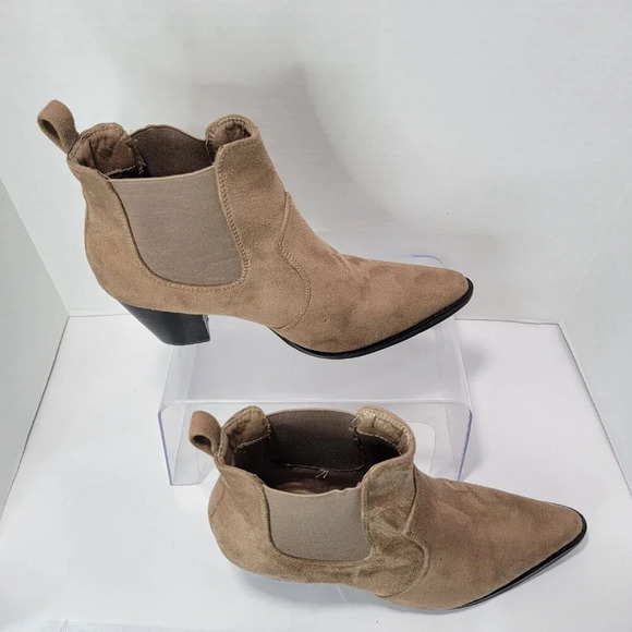 MaxMuxun Women's Chunky Heel Ankle Boots Western Booties Faux Leather Vegan - Picture 12 of 12